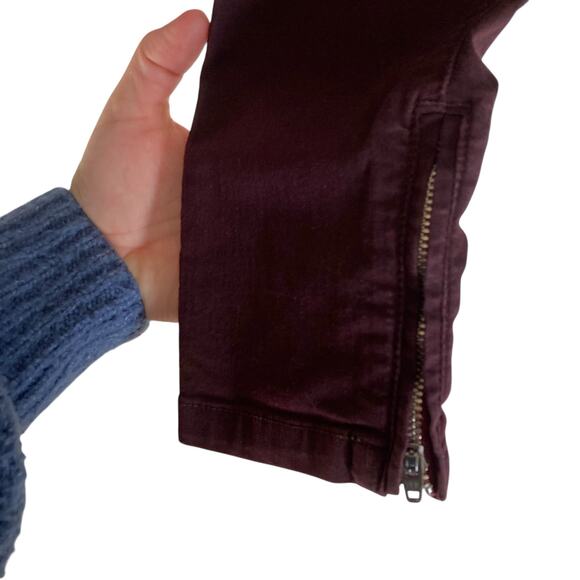 Vince Calgary Dark Raisin Maroon Zip Leg Skinny Low Rise Tailored Jeans Size 27 - Picture 7 of 16